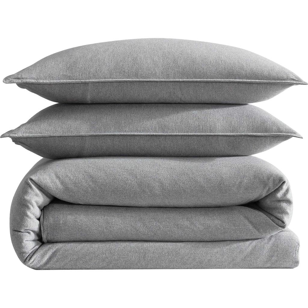 Calvin Klein Mélange Flannel Comforter & Sham Set In Silver Grey