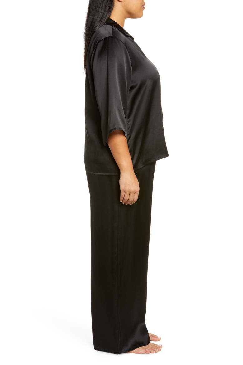 Romantic Washable Silk Pajamas, Alternate, color, BLACK