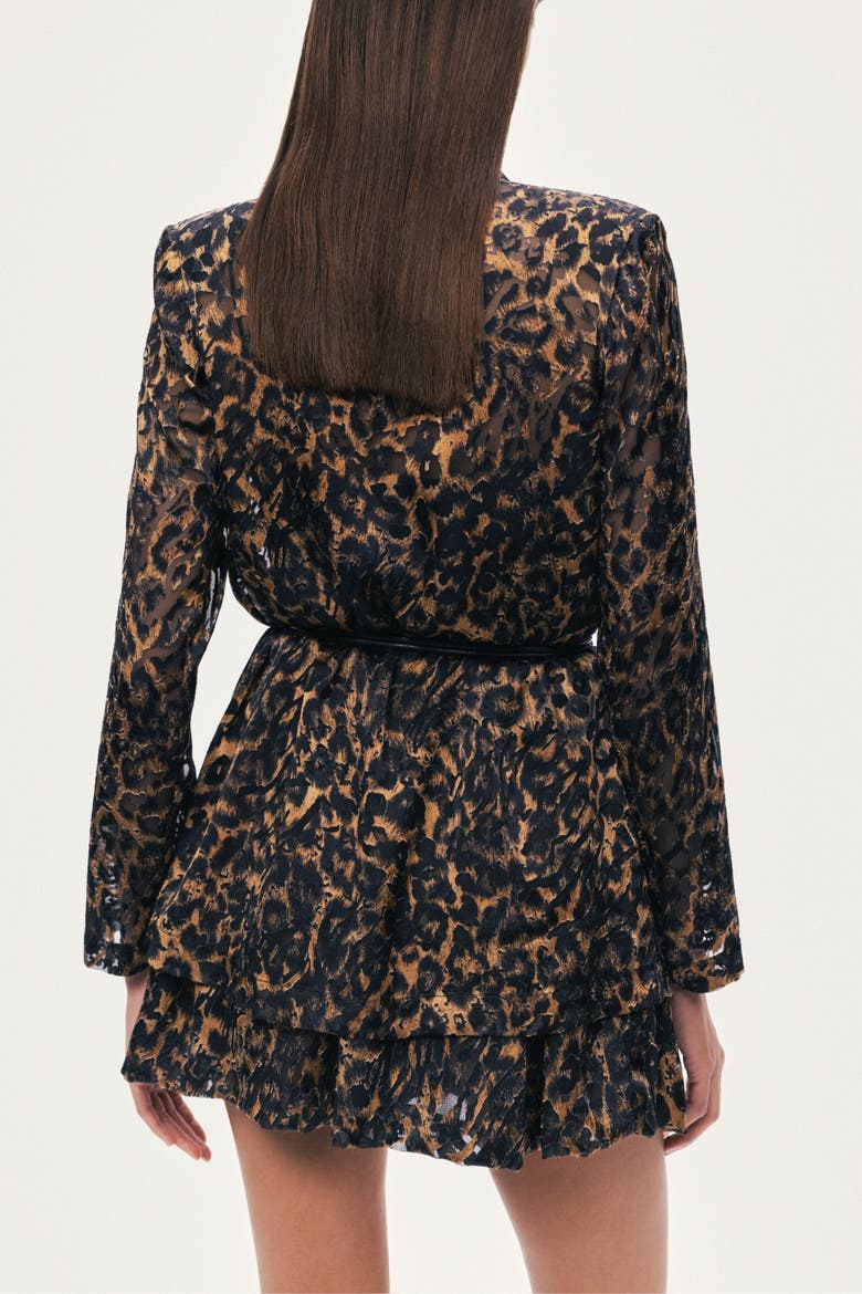 Printed Leopard Belted Jacket, Alternate, color, Multi-Colored
