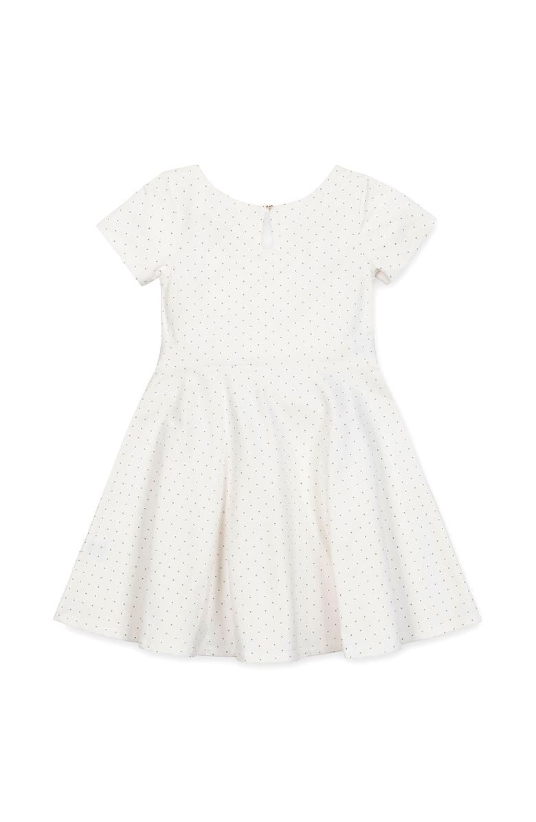 Hope & Henry Kids' Organic Short Sleeve Lightweight Knit Skater Dress, Alternate, color, Soft White Pindot