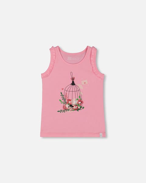 Deux Par Deux Organic Jersey Top with Applique -- Seashell Pink Deux Par Deux Organic Jersey Top with Applique -- Seashell Pink