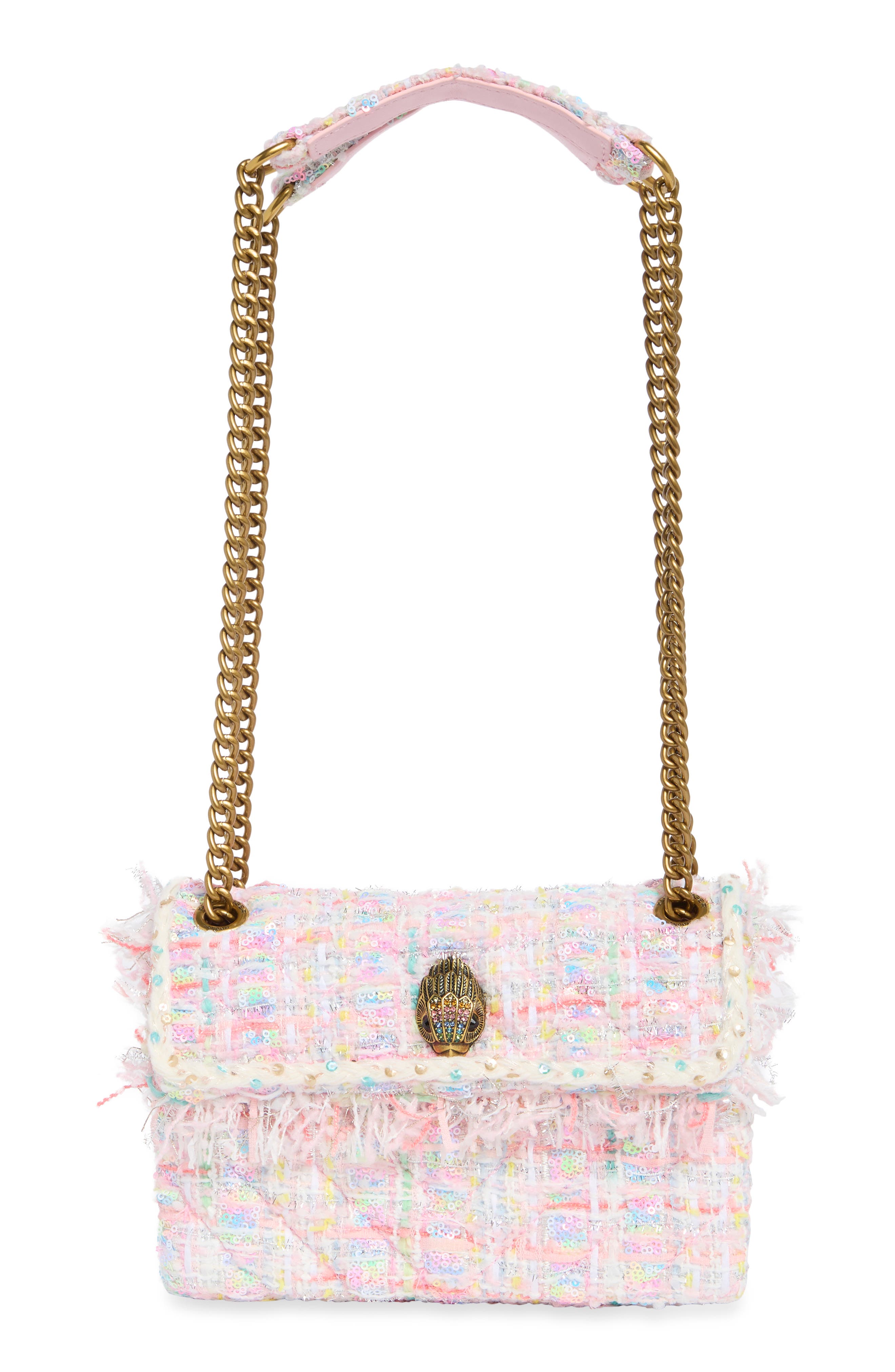 KG Kurt Geiger Medium Kensington Sequin Tweed Convertible Shoulder Bag, Main, color, Pink Multi