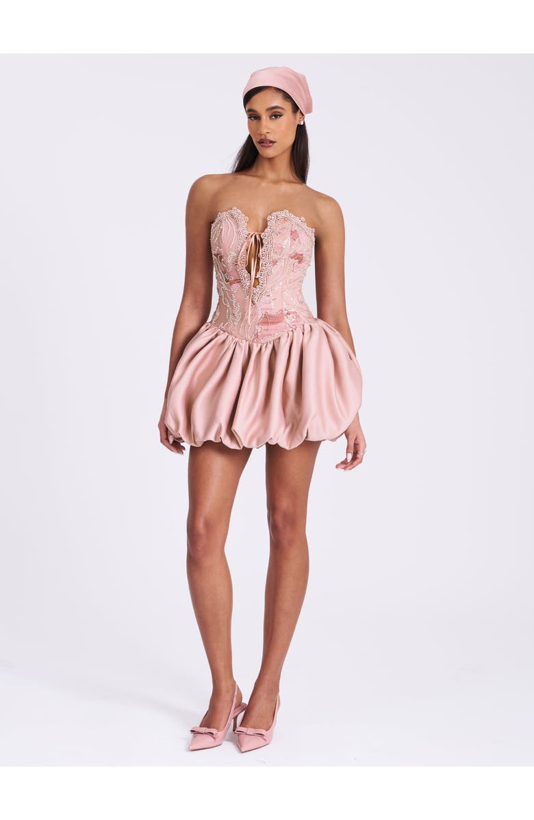 Miss Circle Palesa Ballet Style Embroidered Bubble Hem Mini Dress, Alternate, color, Pink