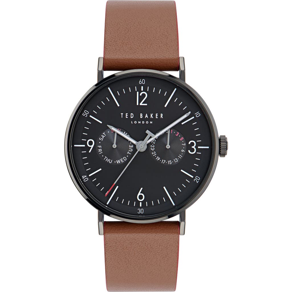 Ted Baker Phylipa Gents Leather Strap Watch, 41mm In Brown
