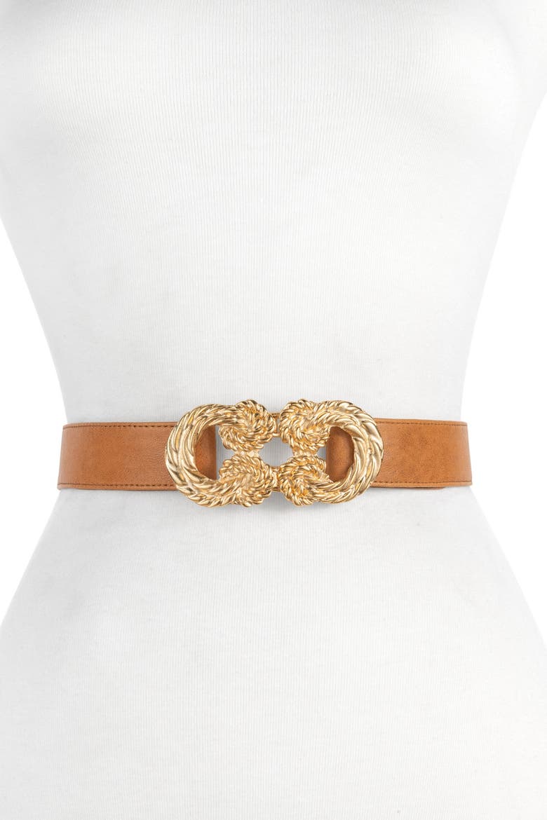 Sharon C Knot Buckle Belt, Main, color, CARMEL