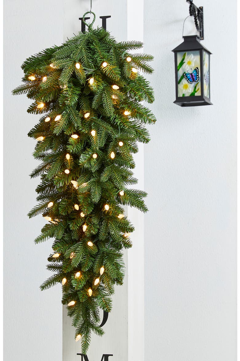 3ft Christmas Teardrop with 50 Strawberry LEDs and Timer, Alternate, color, Green