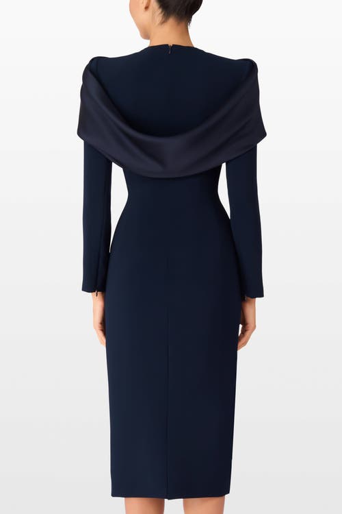 Jenny Packham Satin Bow Penny Midi Dress In Blue