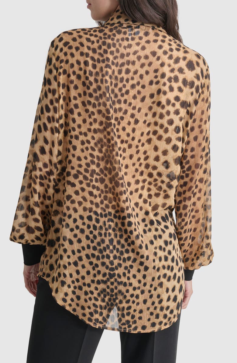 DKNY Metallic Animal Print Button-Up Shirt, Alternate, color, 