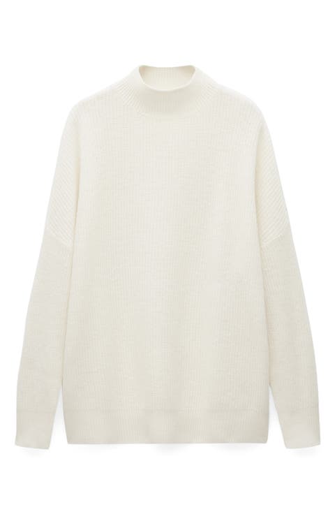 Oversize Wool Mock Neck Sweater