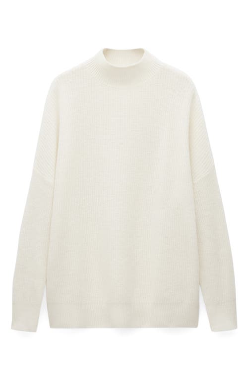 Mango Oversize Wool Mock Neck Sweater In Ecru