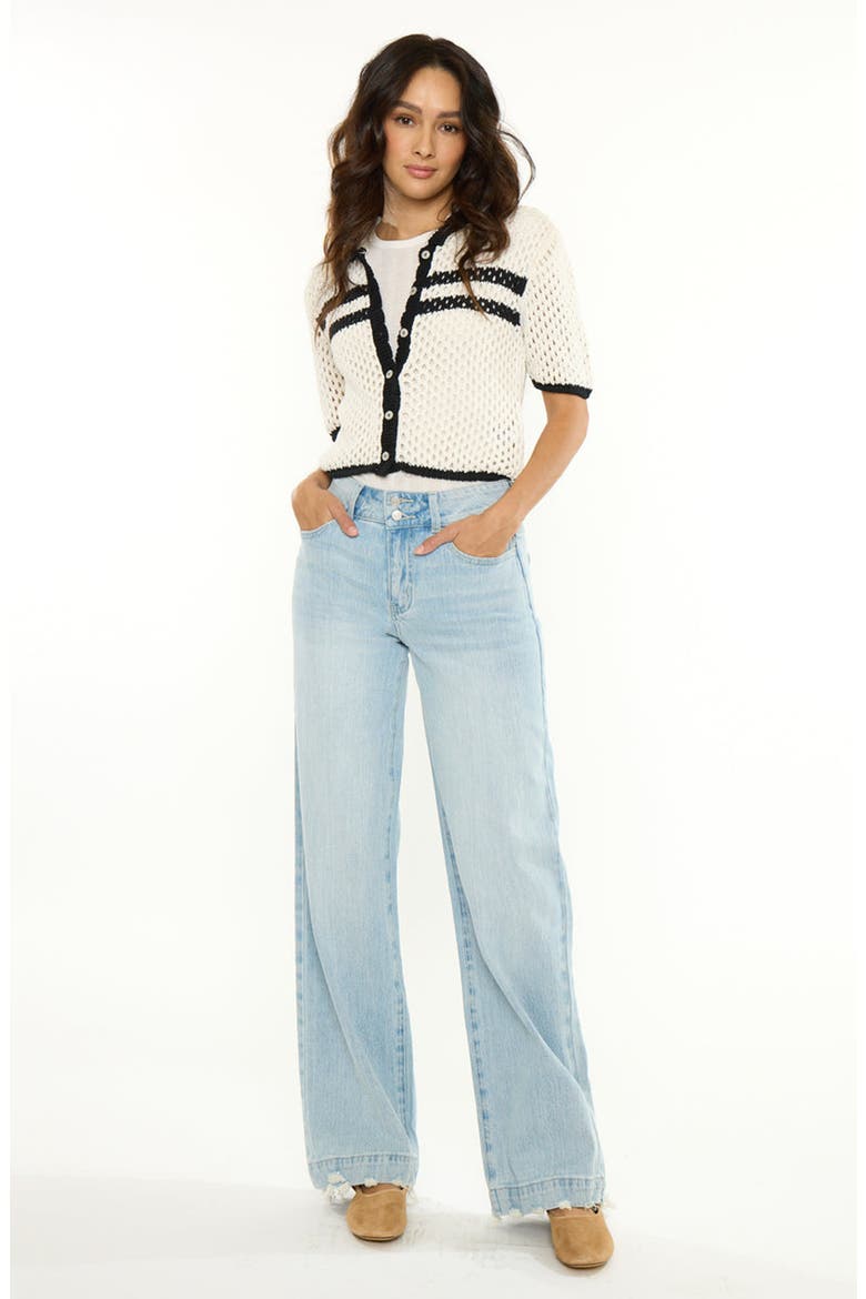Beth Essentials High Rise Wide Flare Jeans, Alternate, color, Light Wash