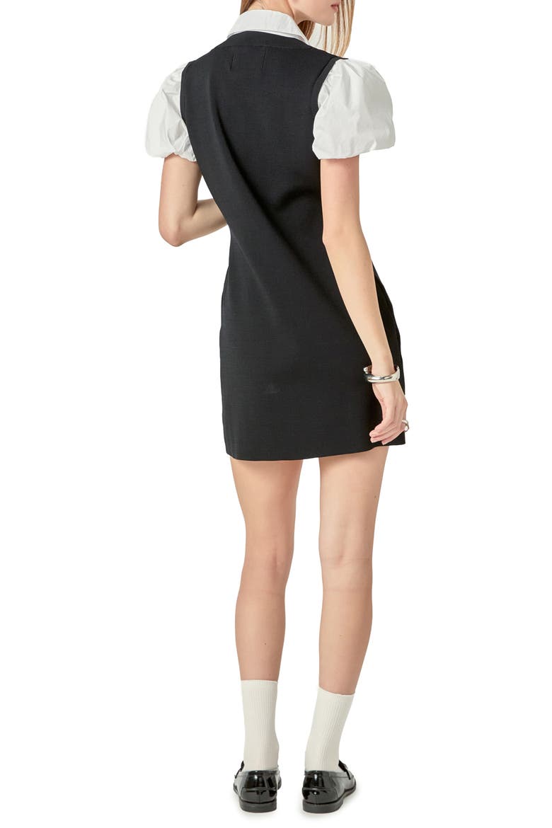 Mixed Media Minidress, Alternate, color, BLACK/ WHITE