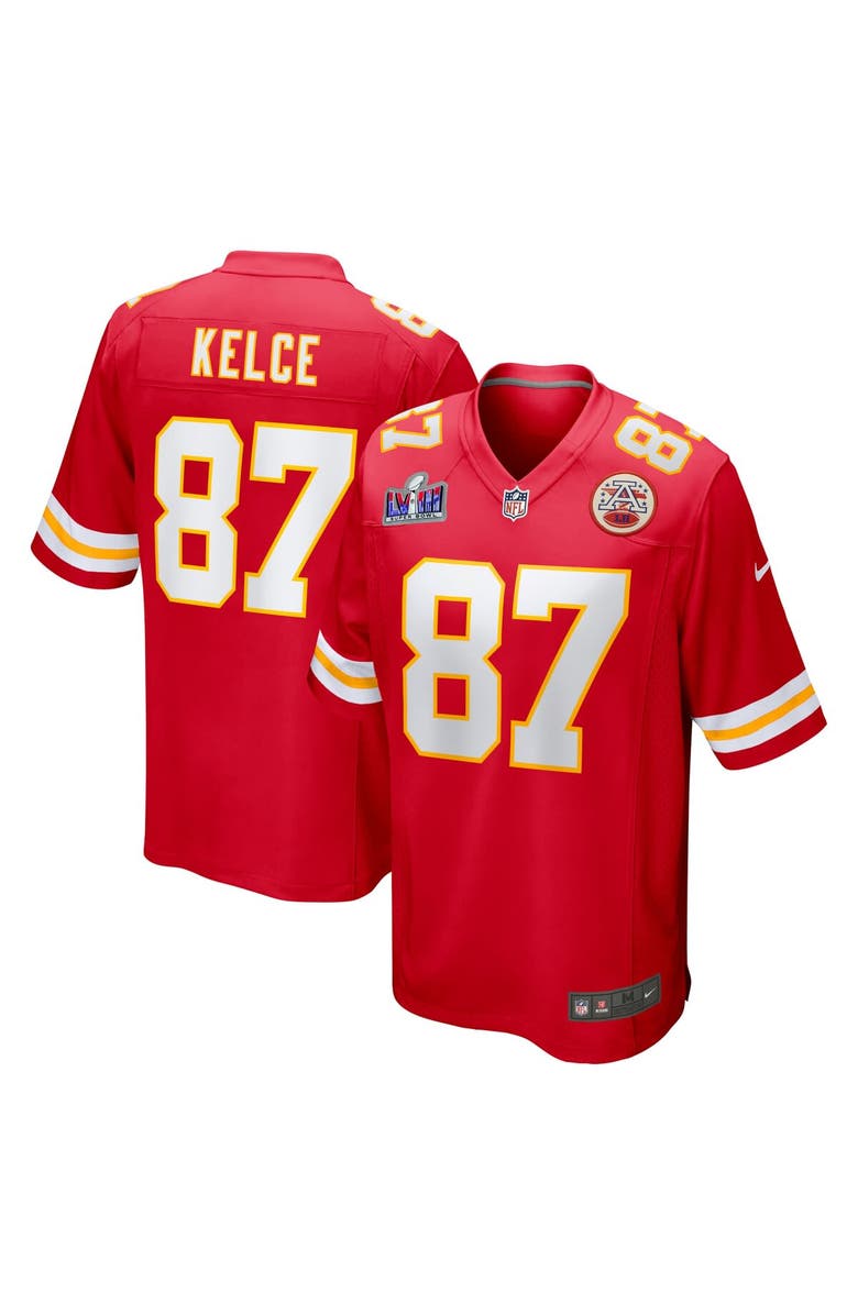 Nike Men's Nike Travis Kelce Red Kansas City Chiefs Super Bowl LVIII Game Jersey, Main, color, 