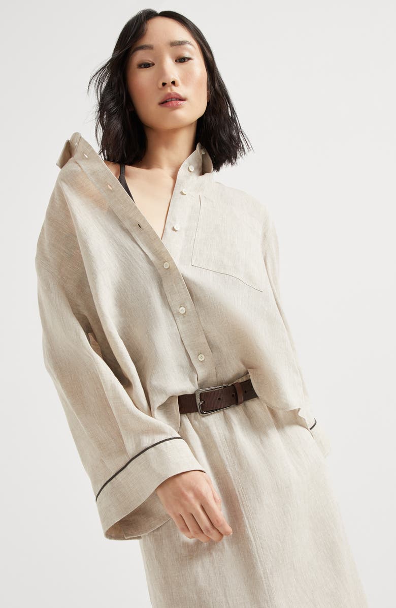 Brunello Cucinelli Cropped shirt with monili, Alternate, color, 