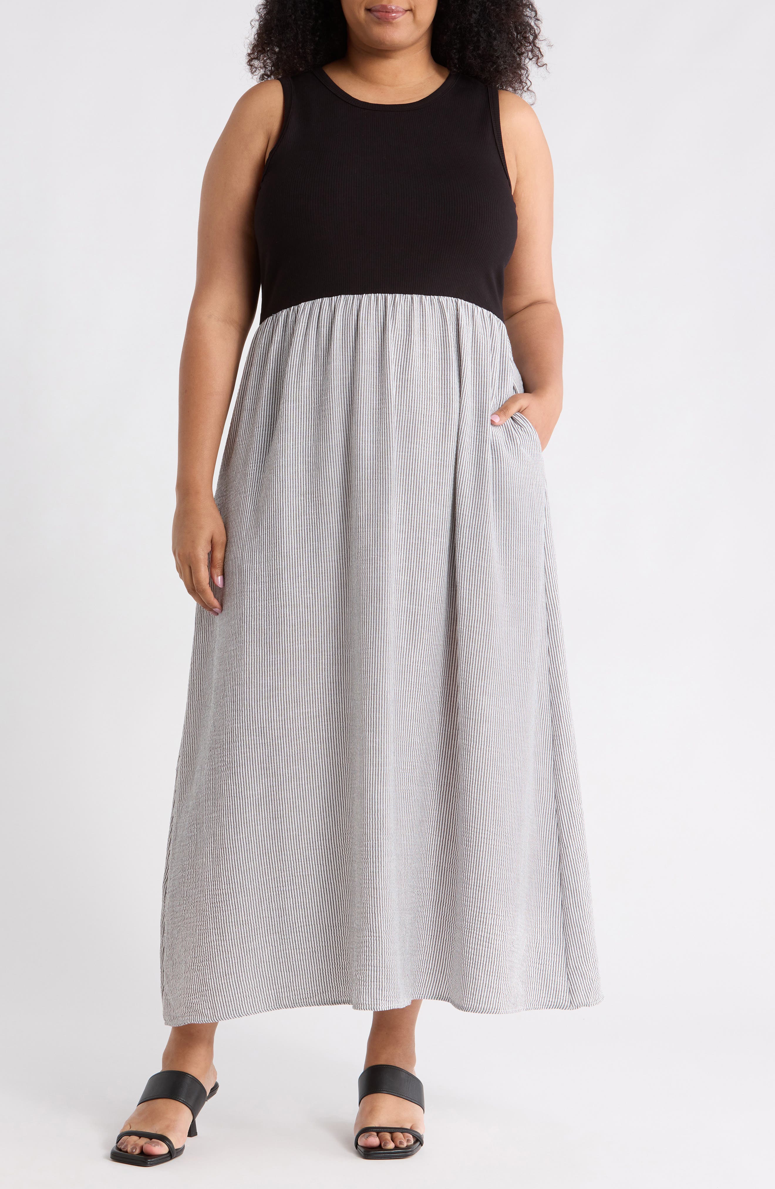 Renee C Mixed Media Midi Dress