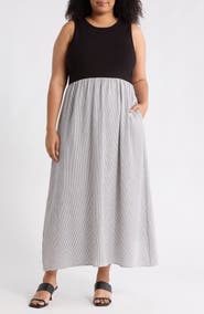 Renee C Mixed Media Midi Dress