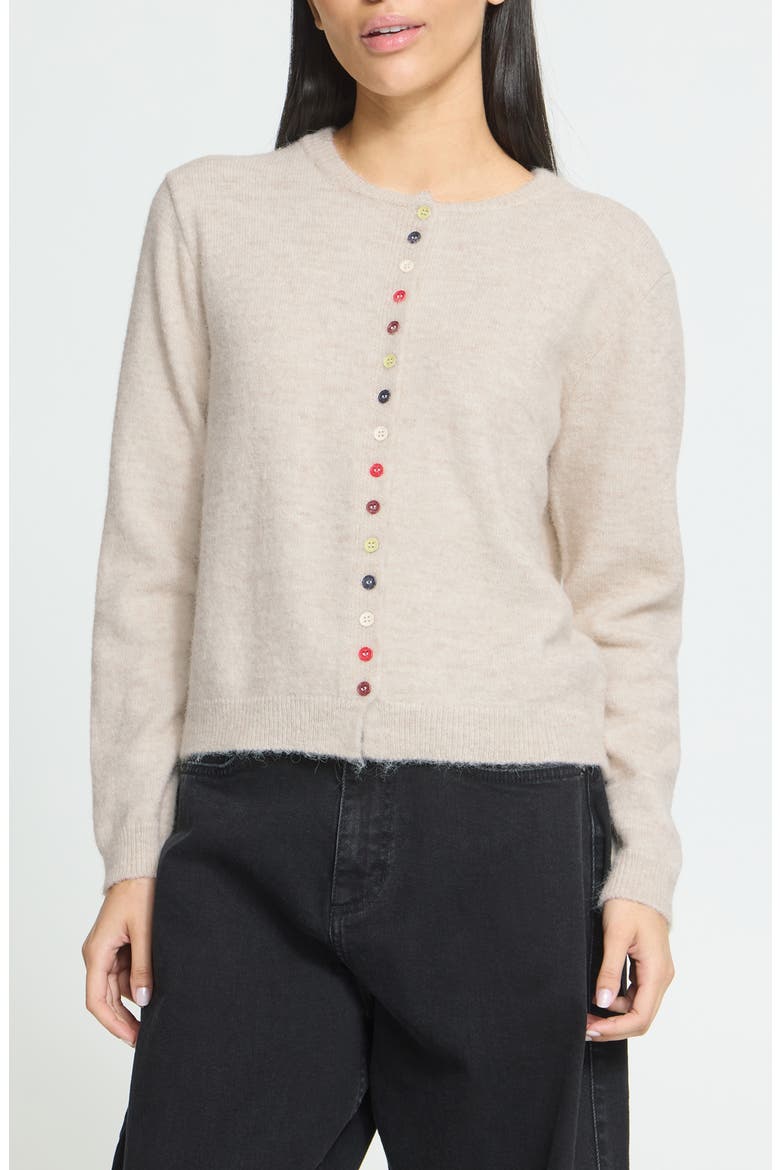 Button Detail Cardigan, Main, color, BIRCH MELANGE