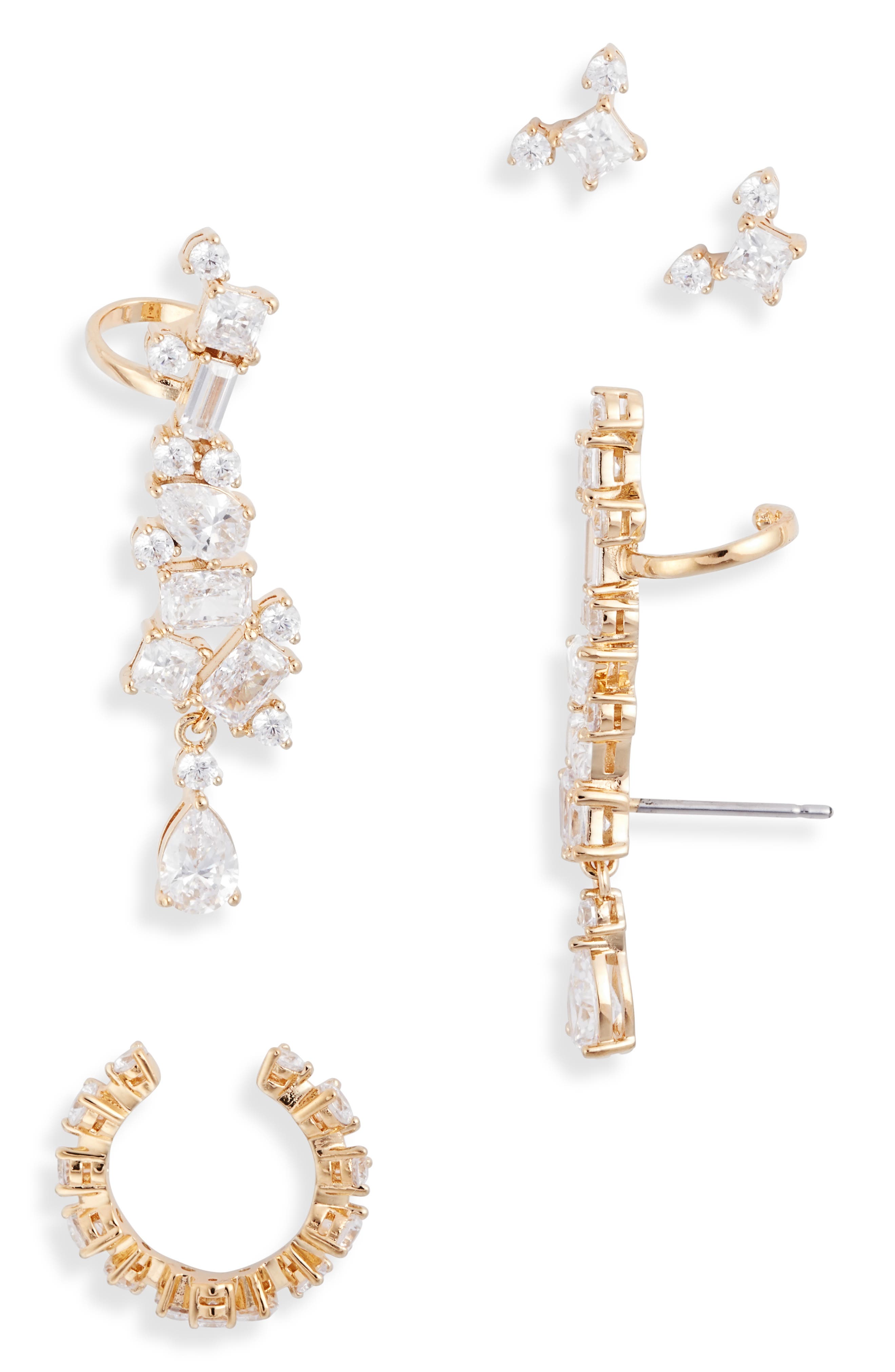 Nadri Set of 5 Ear Crawlers, Stud Earrings & Ear Cuff (Women ...