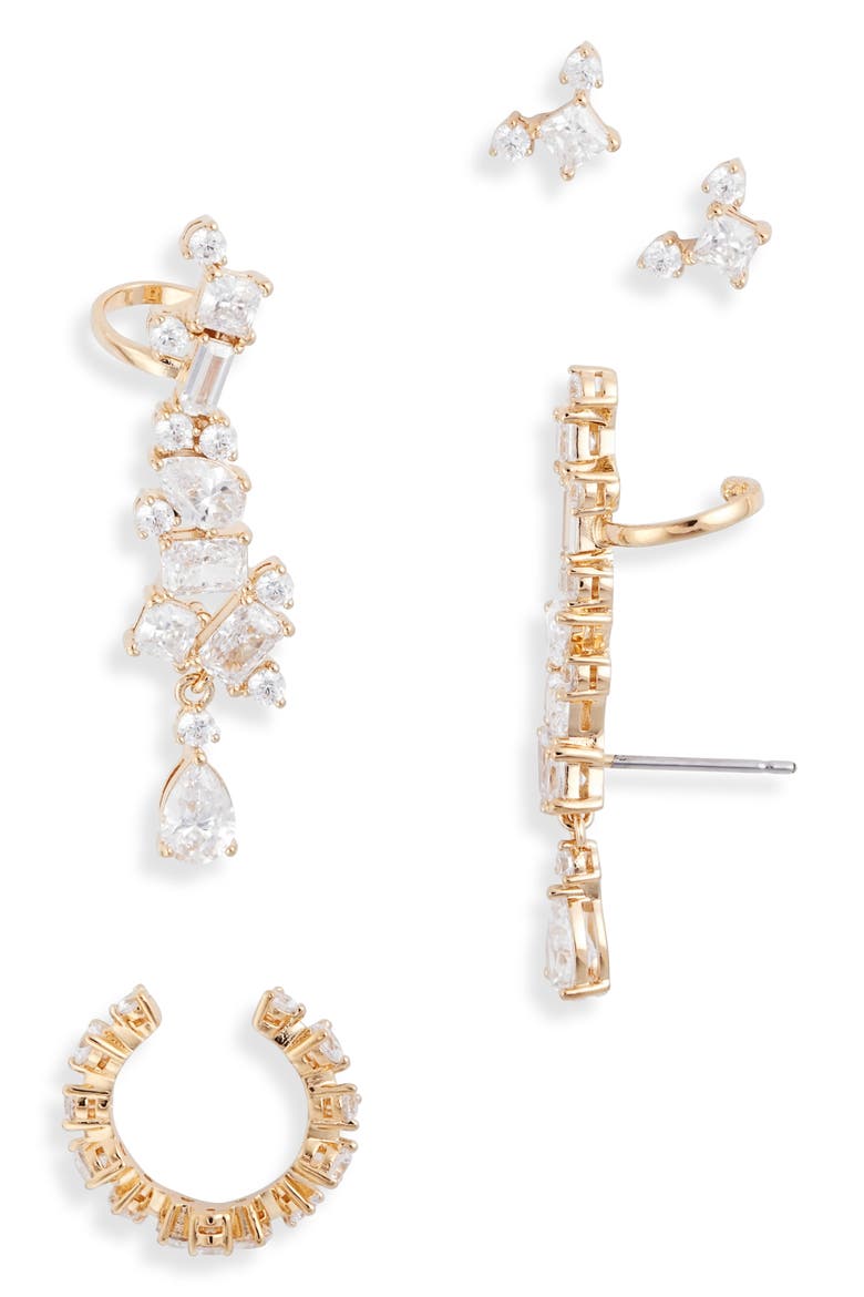 Nadri Set of 5 Ear Crawlers, Stud Earrings & Ear Cuff (Women ...