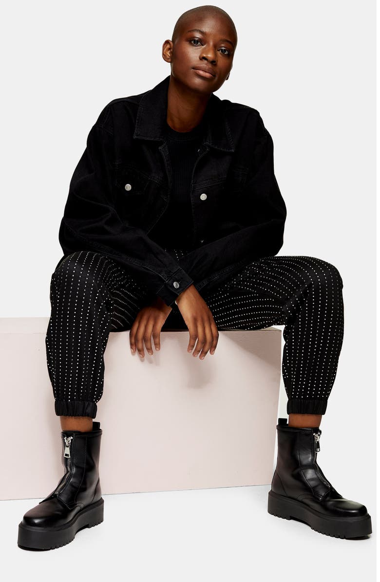 Topshop Diamante Joggers, Alternate, color,