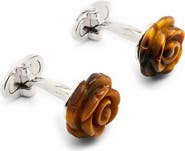 Jan Leslie Rose Carved Sterling Cufflinks