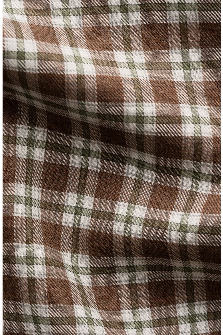 Slim Fit Brown Check Cotton Flannel Dress Shirt, Alternate, color, MEDIUM BROWN