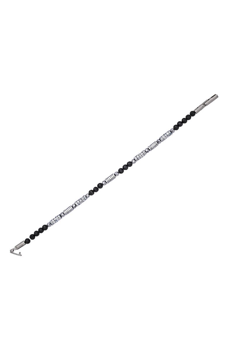EYE CANDY LOS ANGELES Jaxon Lava Beaded Bracelet, Alternate, color, Silver/ Black