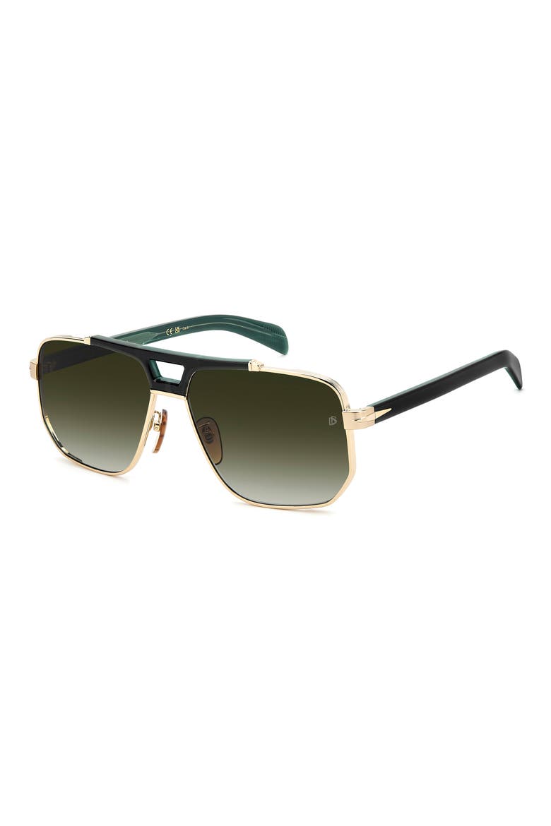 61mm Gradient Navigator Sunglasses, Alternate, color, GOLD GREEN/ GREEN SHADED