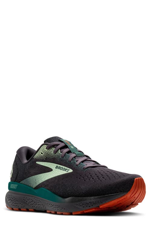 Brooks Ghost 16 Running Shoe in Blackened Pearl/june Bug/green 