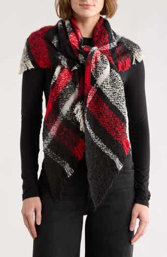 Vince Camuto Scale Plaid Fringe Scarf