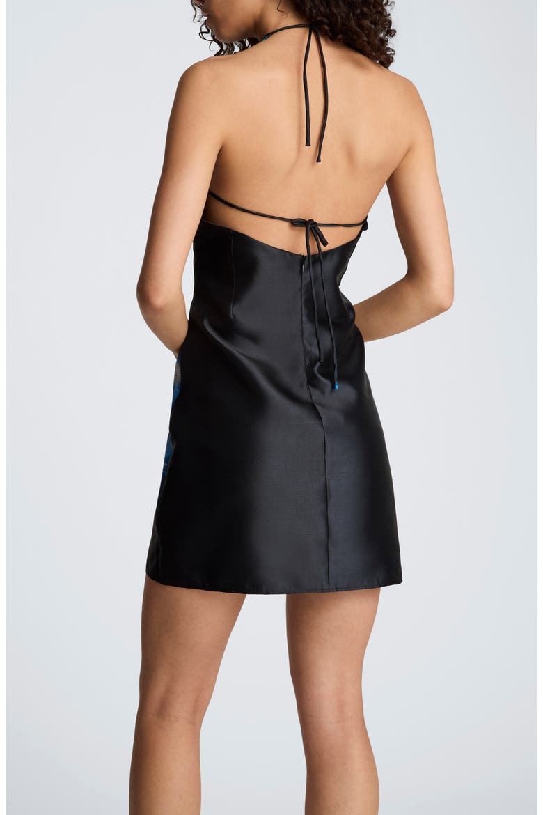 Gathered Halter Shift Minidress, Alternate, color, BLACK MULTI