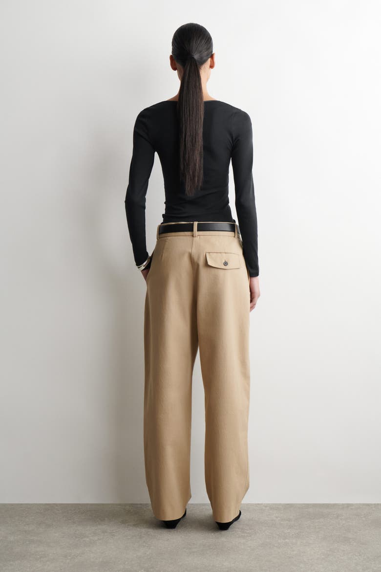 Cotton-Twill Tapered Pants, Alternate, color, BEIGE