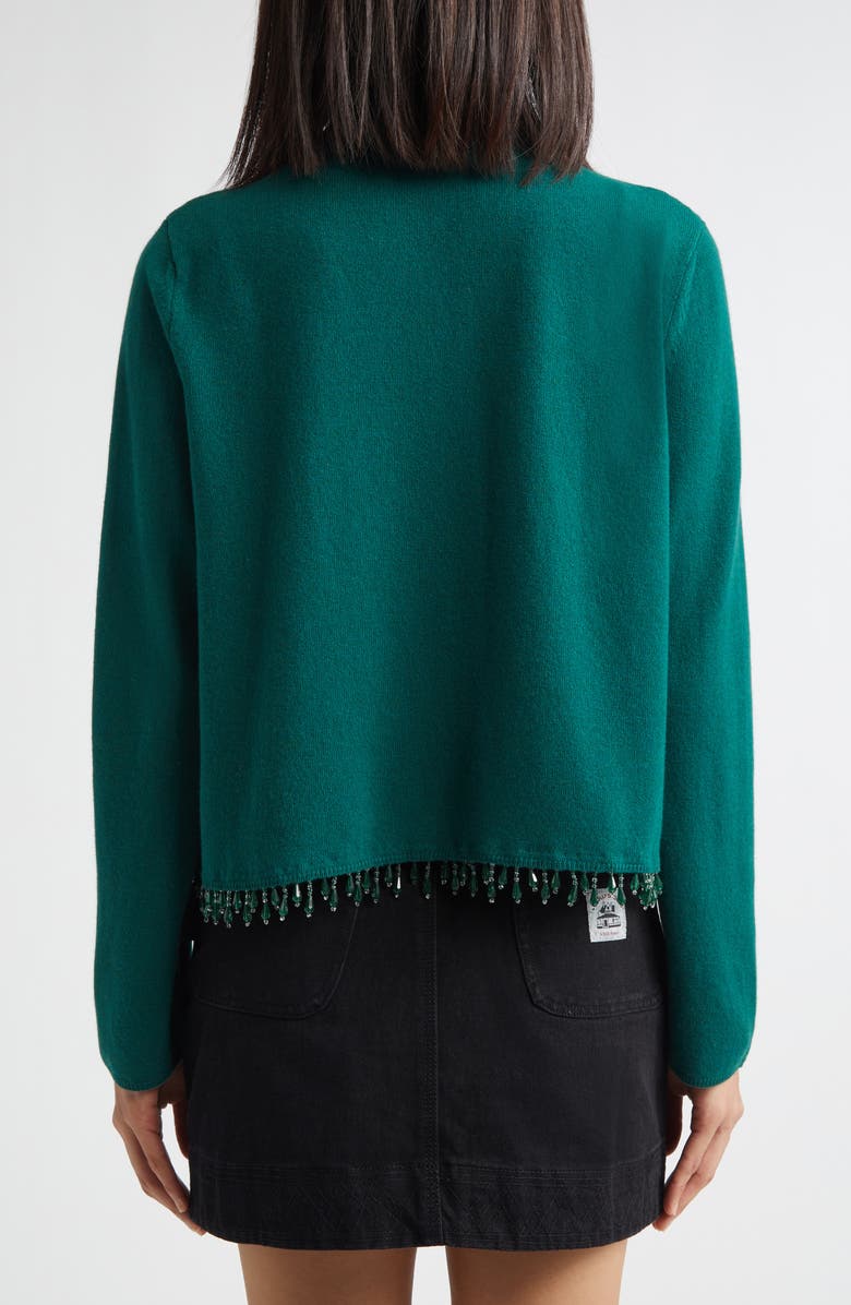 Bode Lodge Beaded Cashmere Cardigan, Alternate, color, Dark Green