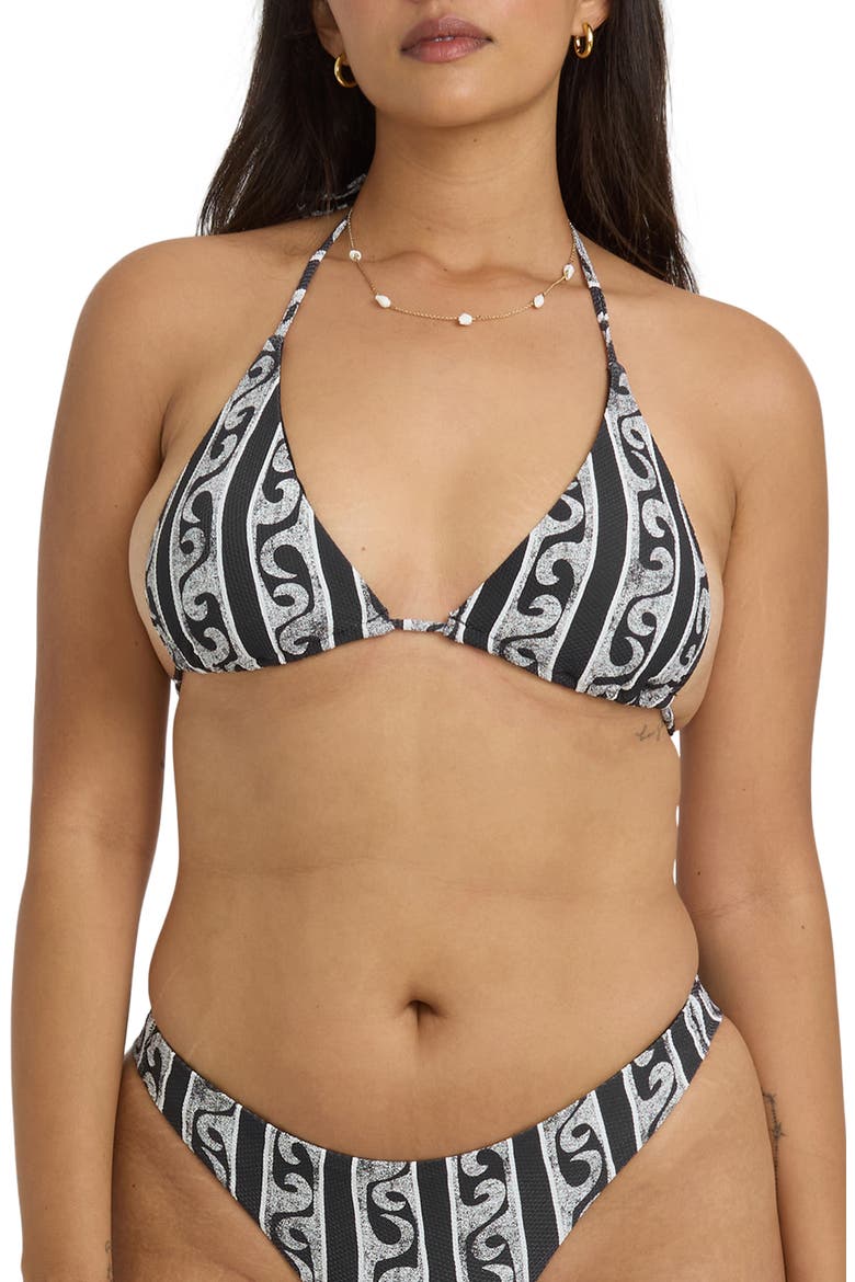 Wave Watcher Triangle Bikini Top, Alternate, color, BLACK WHITE
