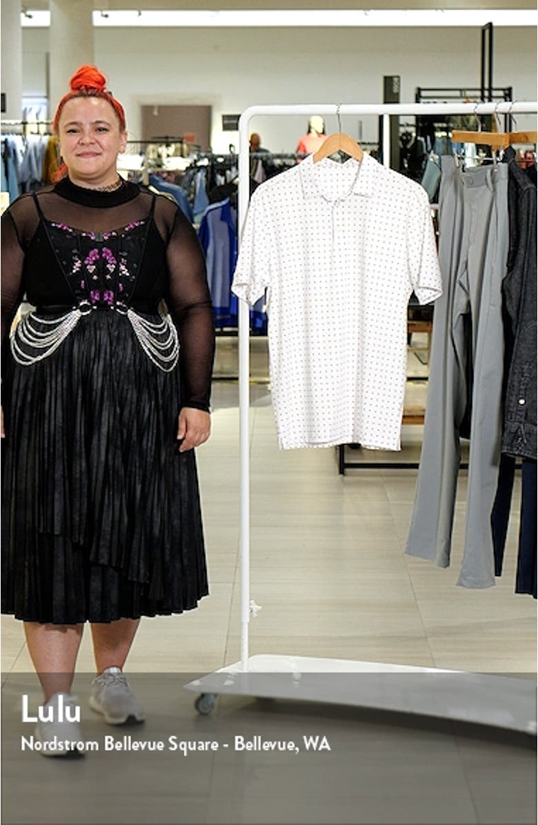 Versa White Linear Floral Performance Golf Polo, sales video thumbnail