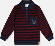Deux par Deux Brushed Jersey Polo Collar Smiley Pocket Top