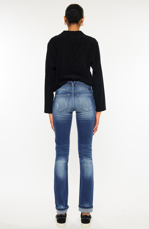 Kancan Eternity Mid Rise Slim Straight Leg Jeans In Blue