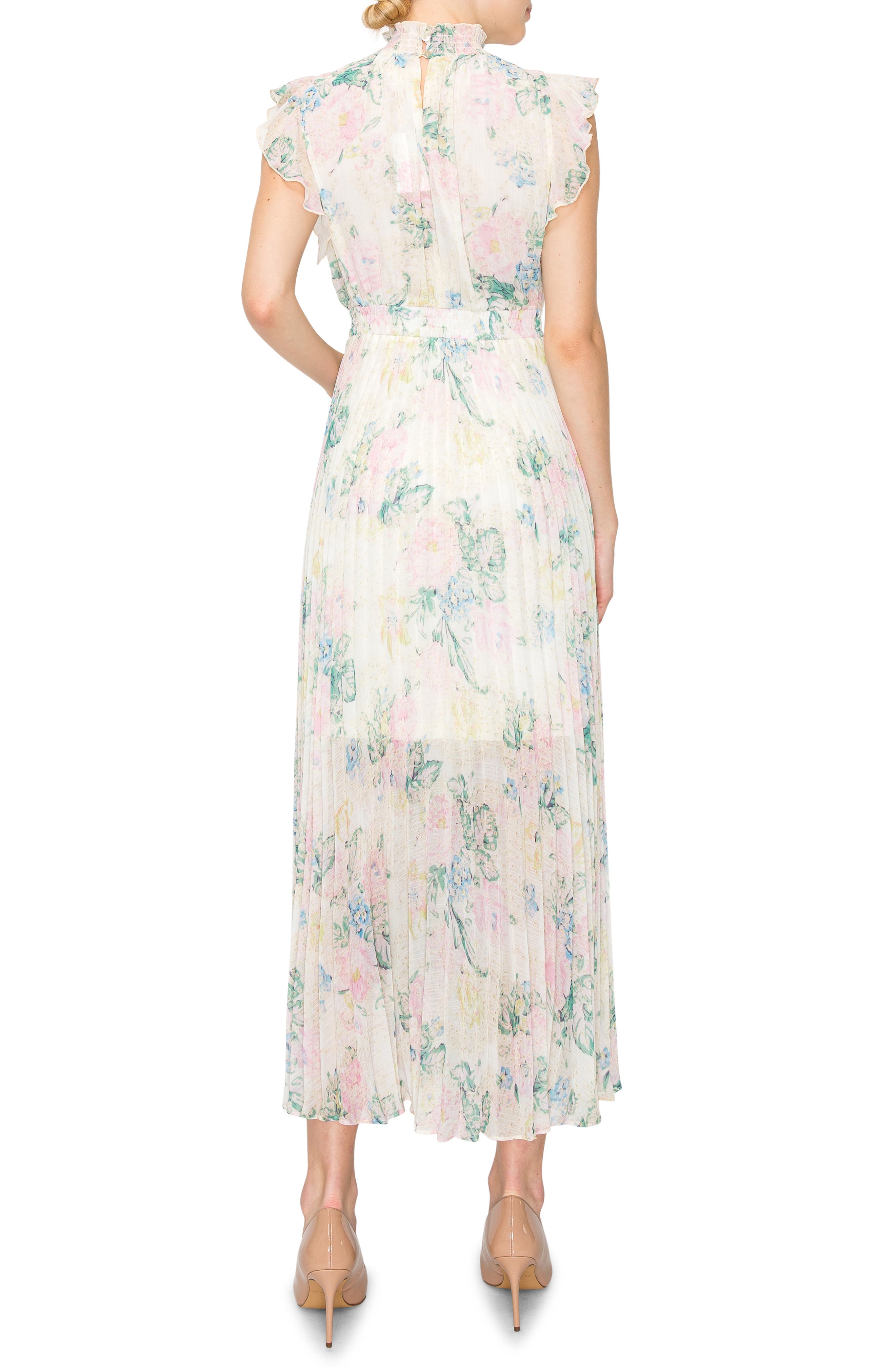 MELLODAY Patterned Flutter Sleeve Maxi Dress (Women) | Nordstromrack