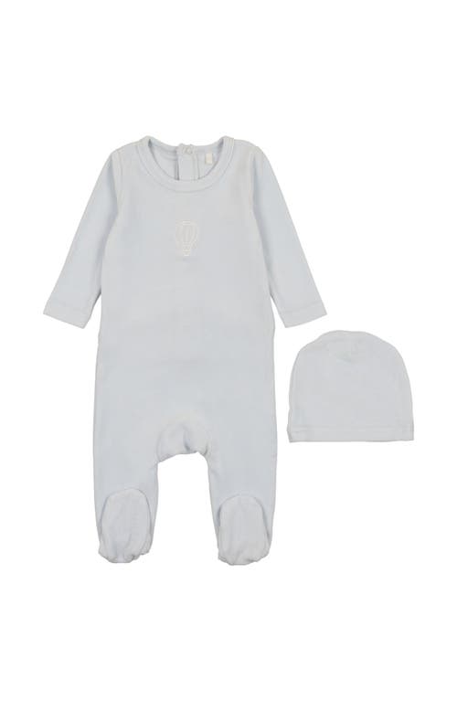 Pouf Boys Velour Embroidered Footie In Black