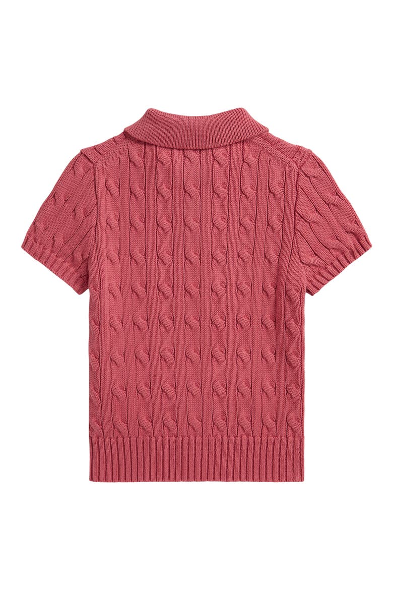 Kids' Cable Short Sleeve Cotton Sweater, Alternate, color, ADIRONDACK BERRY