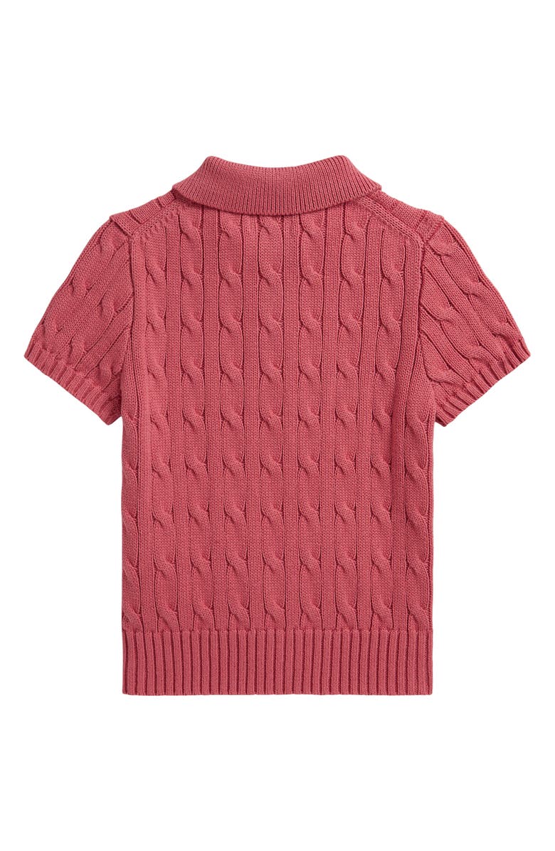 Polo Ralph Lauren Kids' Cable Short Sleeve Cotton Sweater, Alternate, color, Adirondack Berry