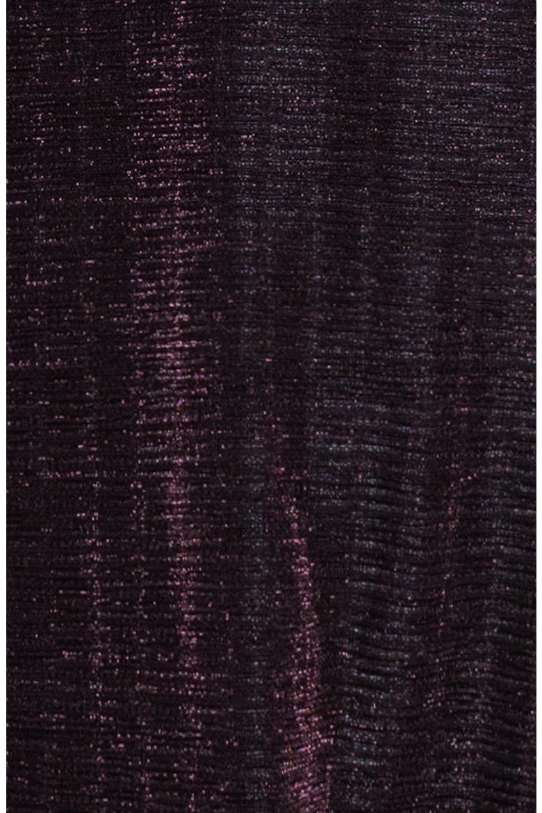 Metallic Crinkle Ruched Gown, Alternate, color, BLACK/ PLUM