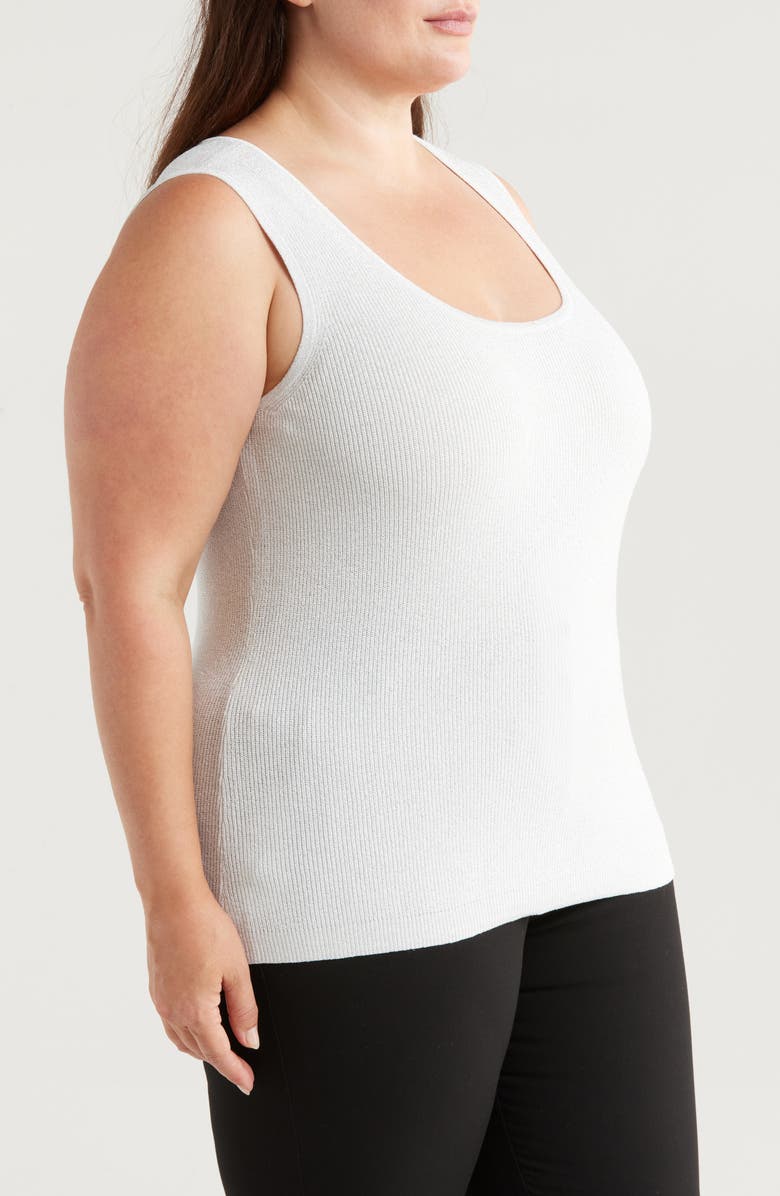Tahari ASL Metallic Sweater Tank, Alternate, color, White
