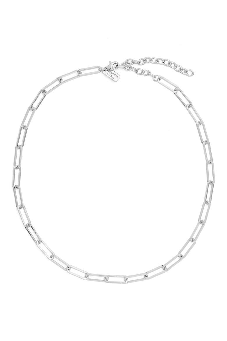 Samantha Paper Clip Chain Link Necklace, Main, color, SILVER