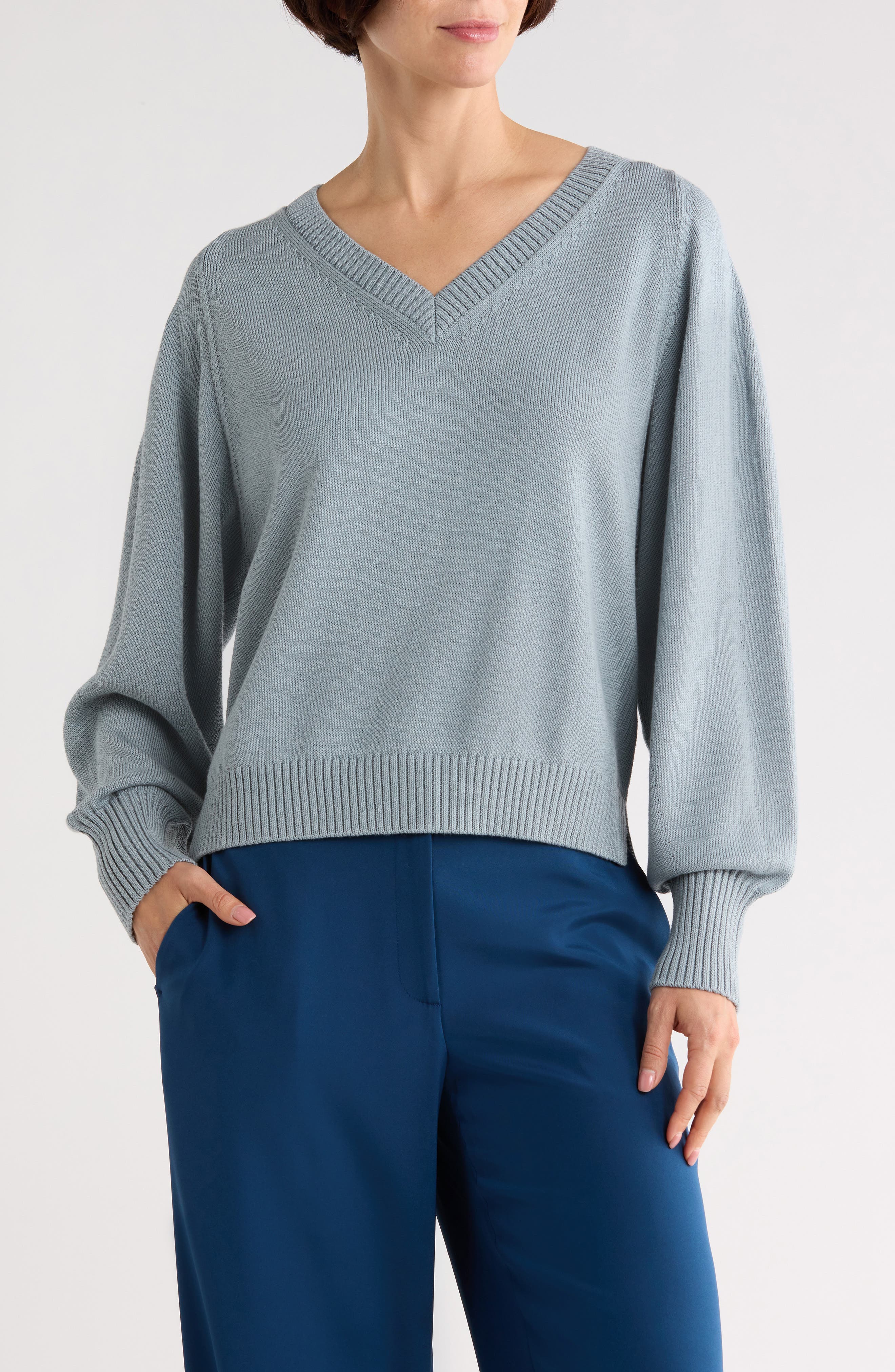 V-Neck Raglan Sleeve Sweater
