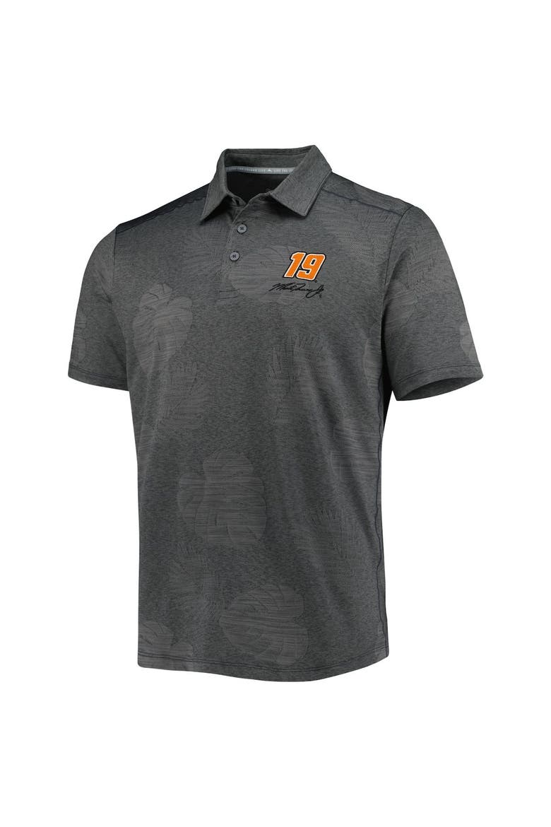 Men's Tommy Bahama Charcoal Martin Truex Jr Palm Coast Delray Frond IslandZone Polo, Alternate, color, Charcoal
