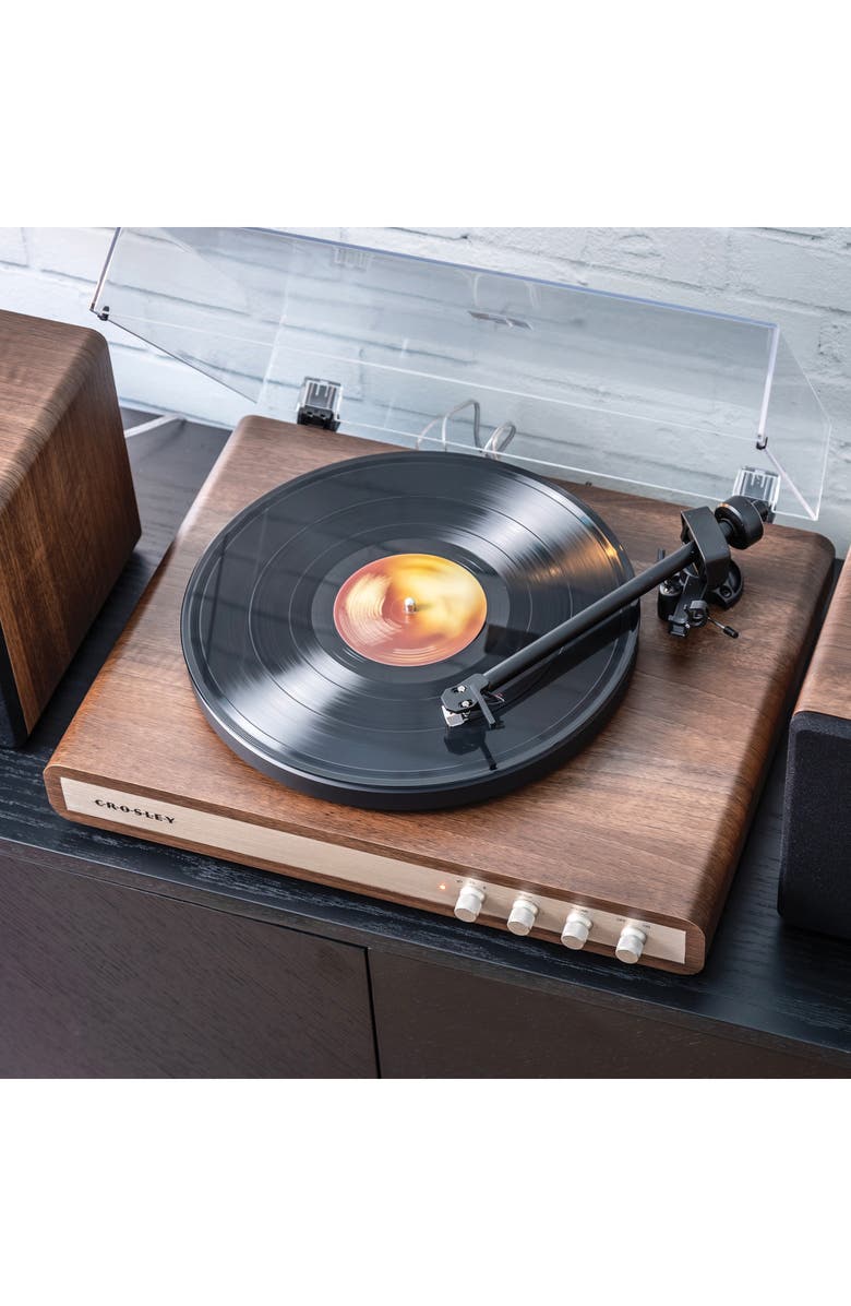 Crosley Radio C65 Vinyl Record Player with Speakers, Alternate, color, Walnut