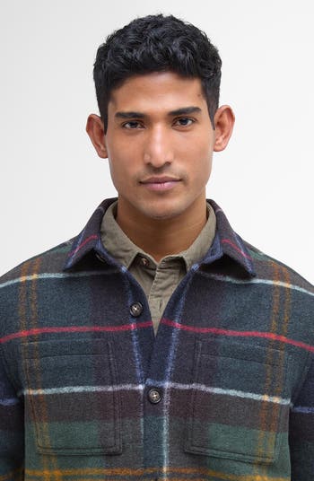 Chapter Tailored Fit Plaid Fleece Button-Up Shirt Jacket