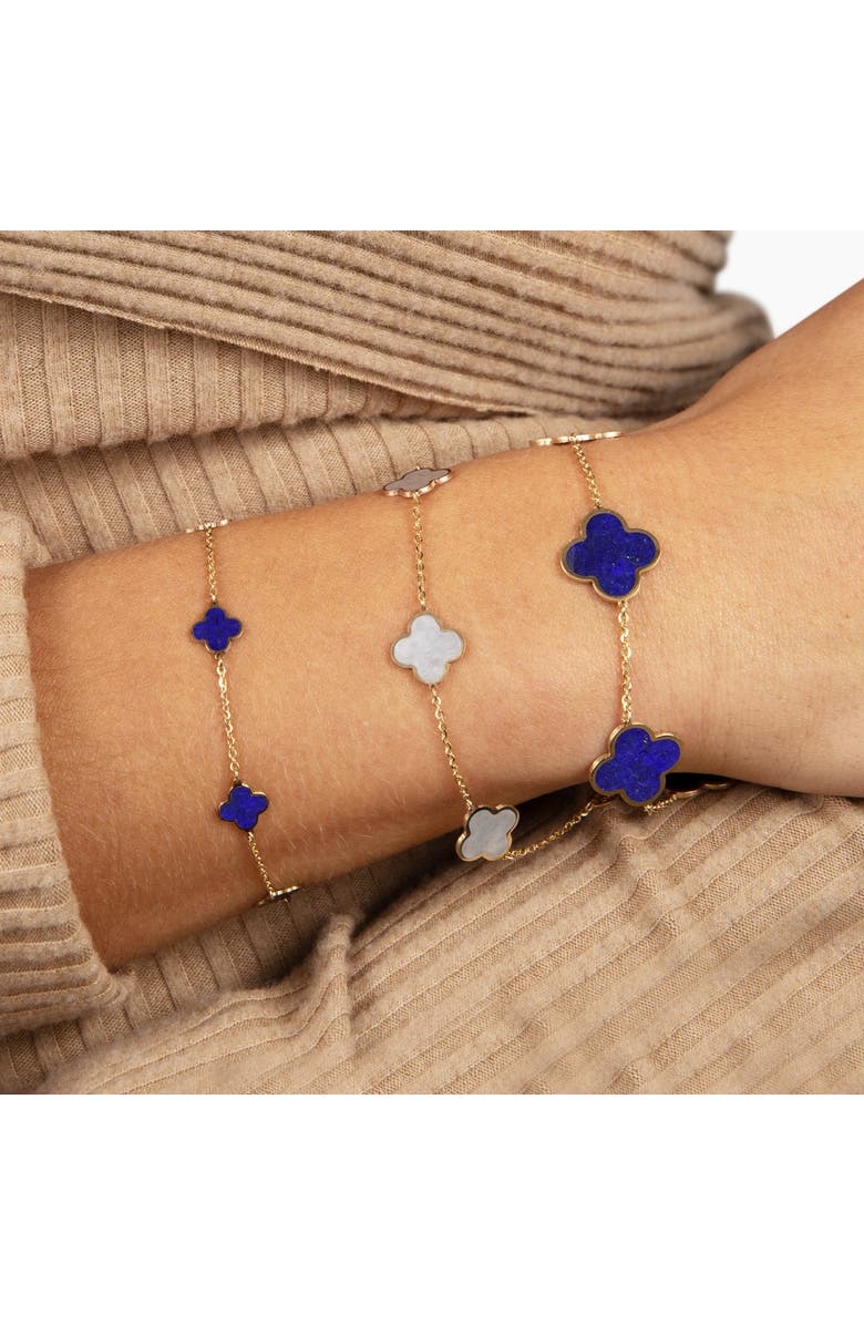 The Lovery Fine Jewelry Large Lapis Clover Bracelet, Alternate, color, Lapis