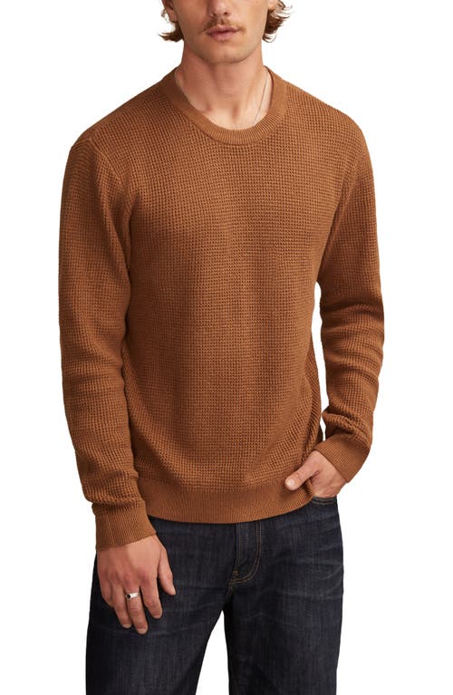 Lucky Brand Waffle Cotton & Linen Crewneck Sweater In Brown